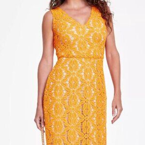 INC Orange Lace Midi Dress - Size Large (NWT)